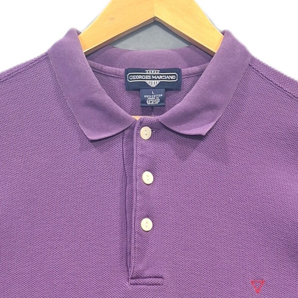 Vintage Georges Marciano Polo Men L Purple Short Sleeved